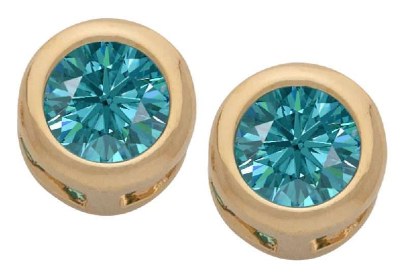 Cubic Zirconia Button Birthstone Stud Earrings