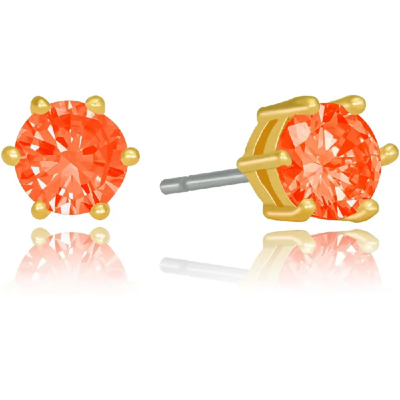 Cubic Zirconia Circle Birthstone Stud Earrings