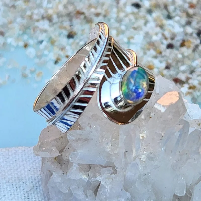 OPAL LEAF - 925 ADJUSTABLE OPAL RING