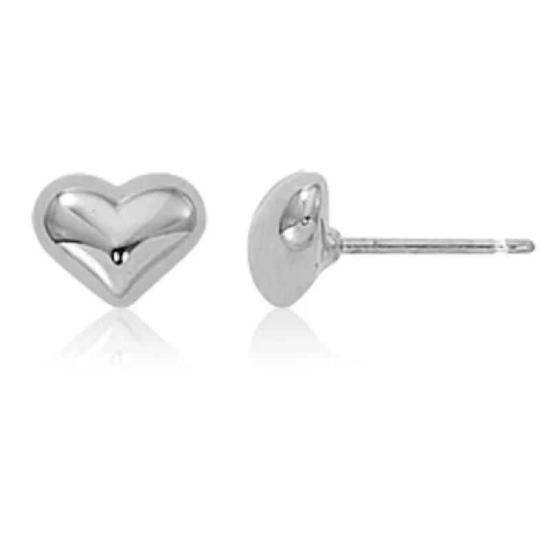 Emerald Cut Ring Sterling Silver Puffed Heart Stud Earrings
