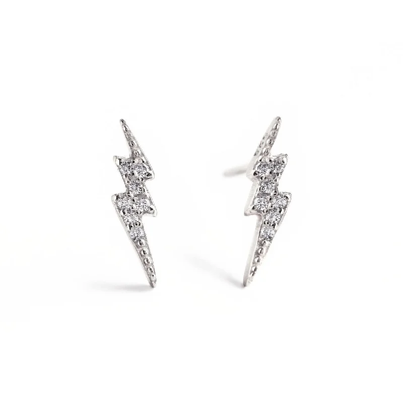 Tiny Lightning Bolt Pave Studs