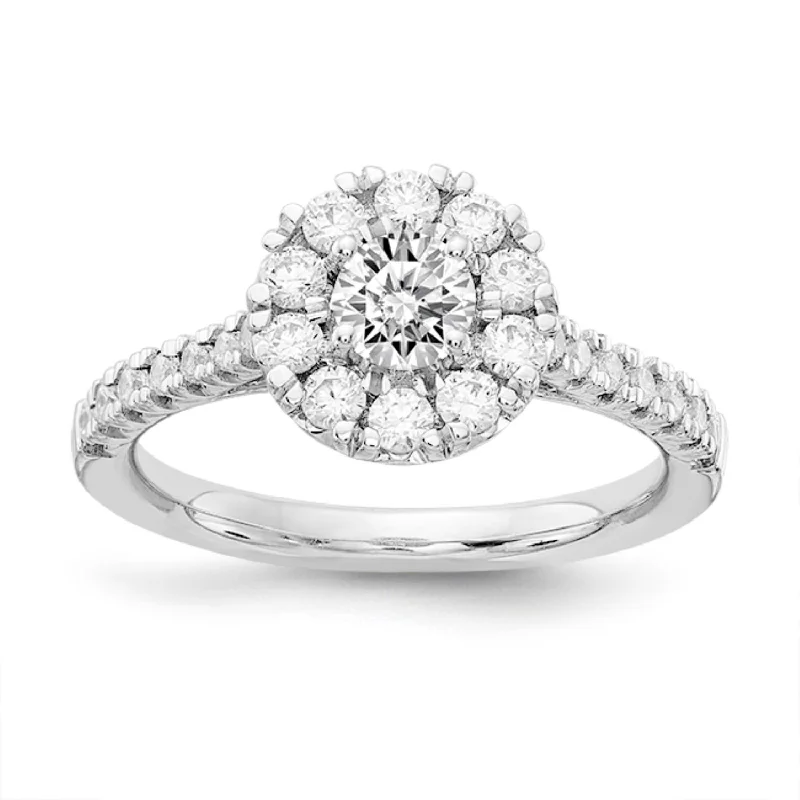 Signature EcoLove 1 CTW Lab Grown Diamond Halo Engagement Ring in 14KT White Gold