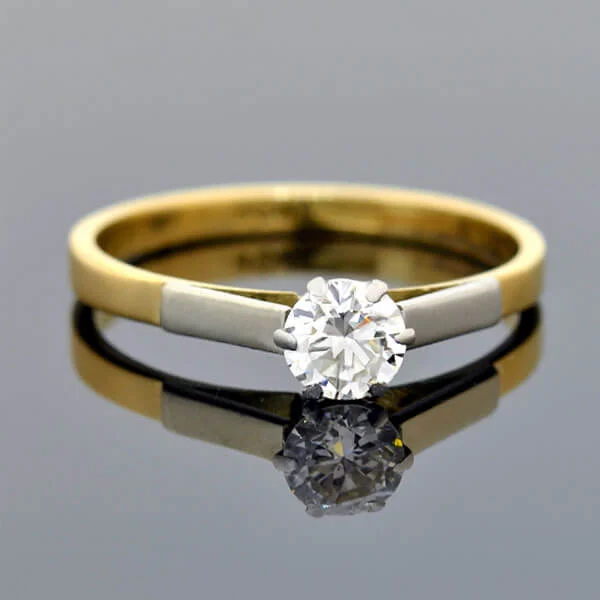 Vintage Locket Edwardian 18kt/Platinum Diamond Engagement Ring 0.40ct