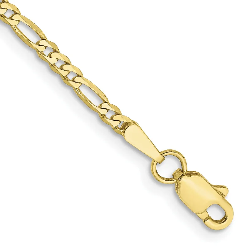 10KT Yellow Gold 7-inch 2.2MM Lobster Clasp Figaro Bracelet