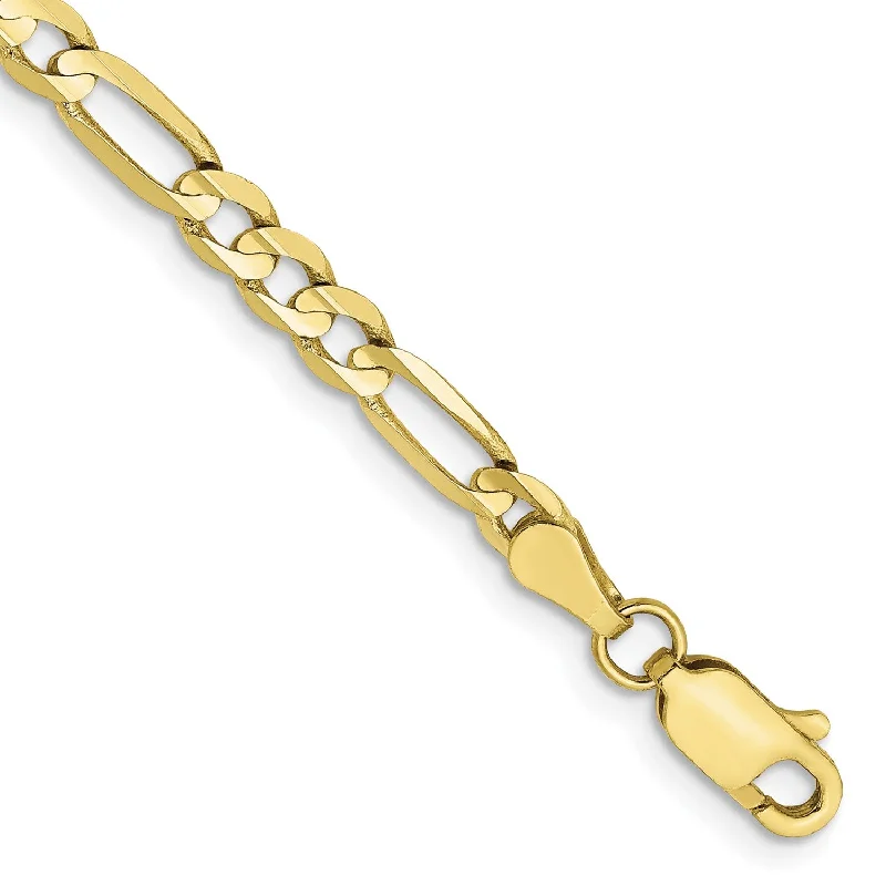 10KT Yellow Gold 8-inch 4MM Lobster Clasp Figaro Bracelet