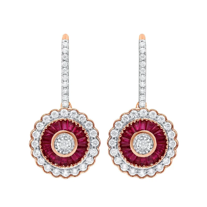 14K 1.00CT Diamond RUBY Earring