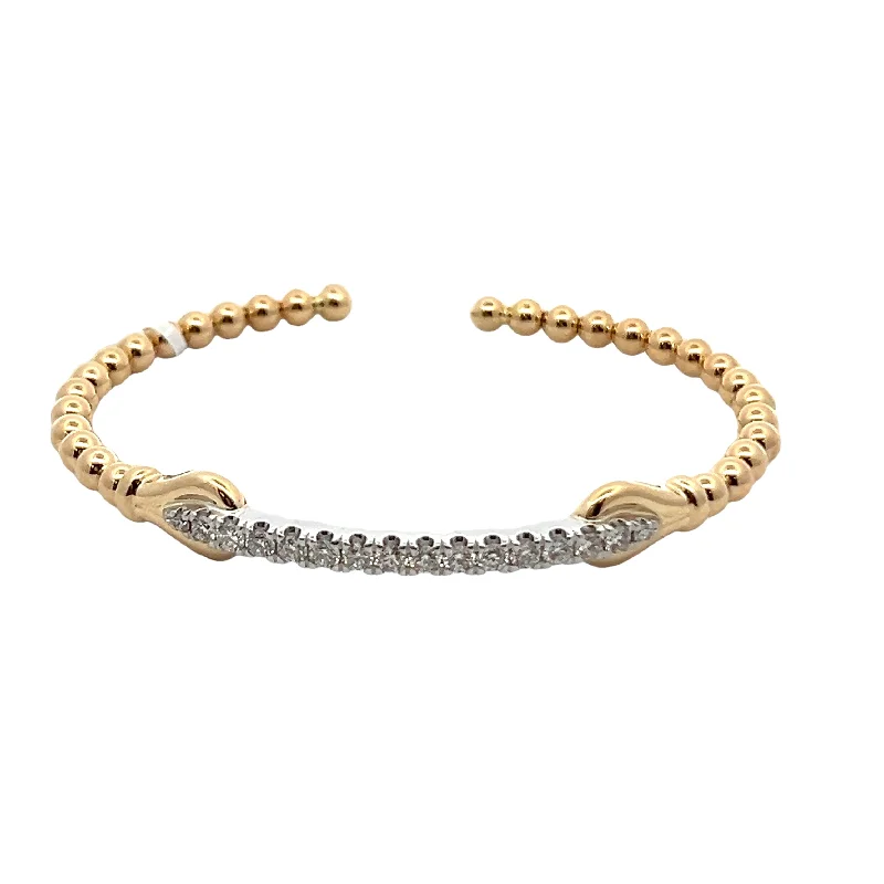 14K White & Yellow Gold Bujukan Diamond Split Bangle Bracelet