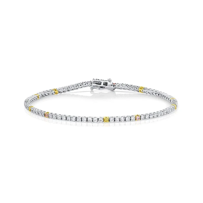 18ket White Gold Colored Diamond Tennis Bracelet