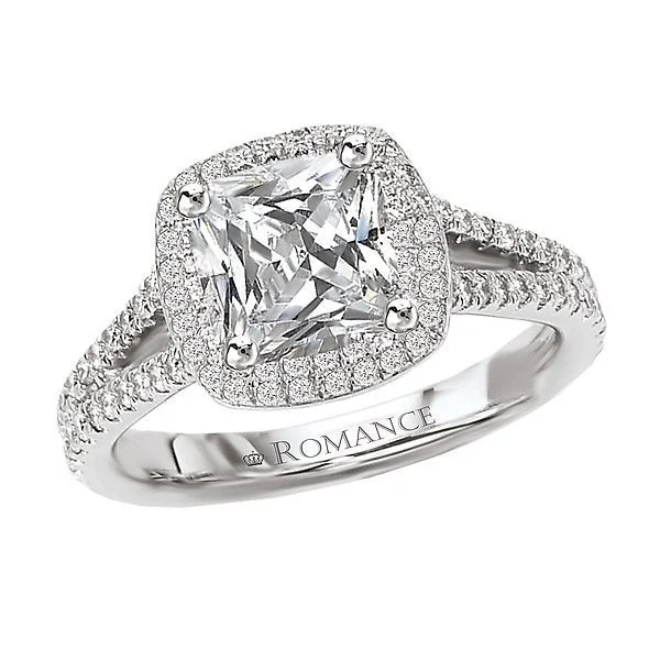 Adjustable Chain 18KT WHITE GOLD 1.12 CTW DIAMOND SPLIT SHANK SQUARE HALO RING