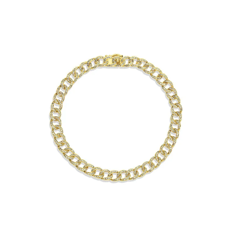 18kt Yellow Gold 1.00ctw Diamond Link Chain Bracelet