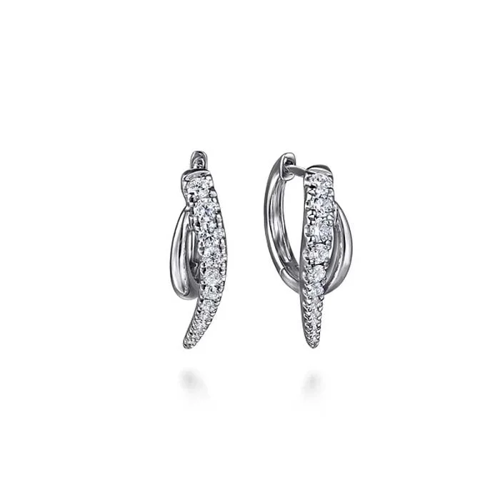 Platinum Necklace Gabriel & Co Kaslique Graduated Diamond Spike Huggie Earrings in 14K White Gold