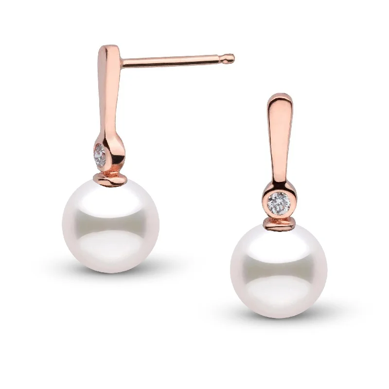 Dangle Earrings 7.5-8.0 mm Akoya Pearl and Diamond Aspire Collection Earrings