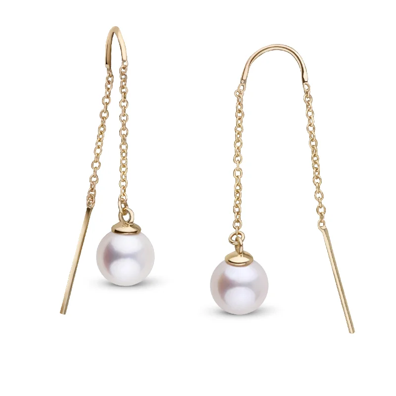 Luxury Gold Earrings 7.5-8.0 mm Freshadama Pearl Threader Earrings