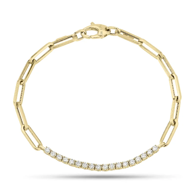 Diamond Bar & Paperclip Chain Bracelet