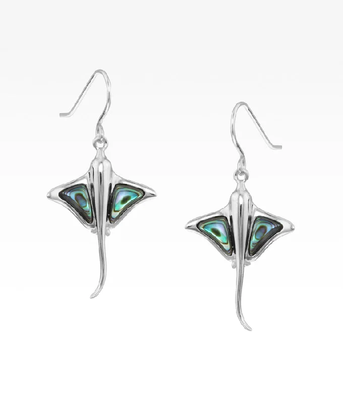 Platinum Necklace Abalone Stingray Earrings