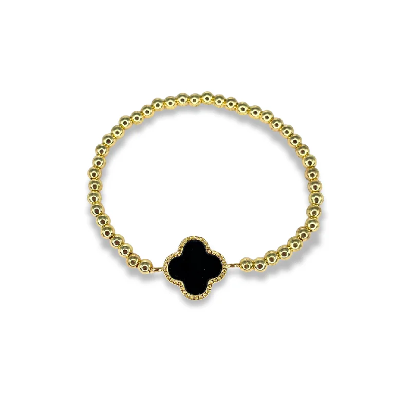 Beaded Clover Bracelet - Black