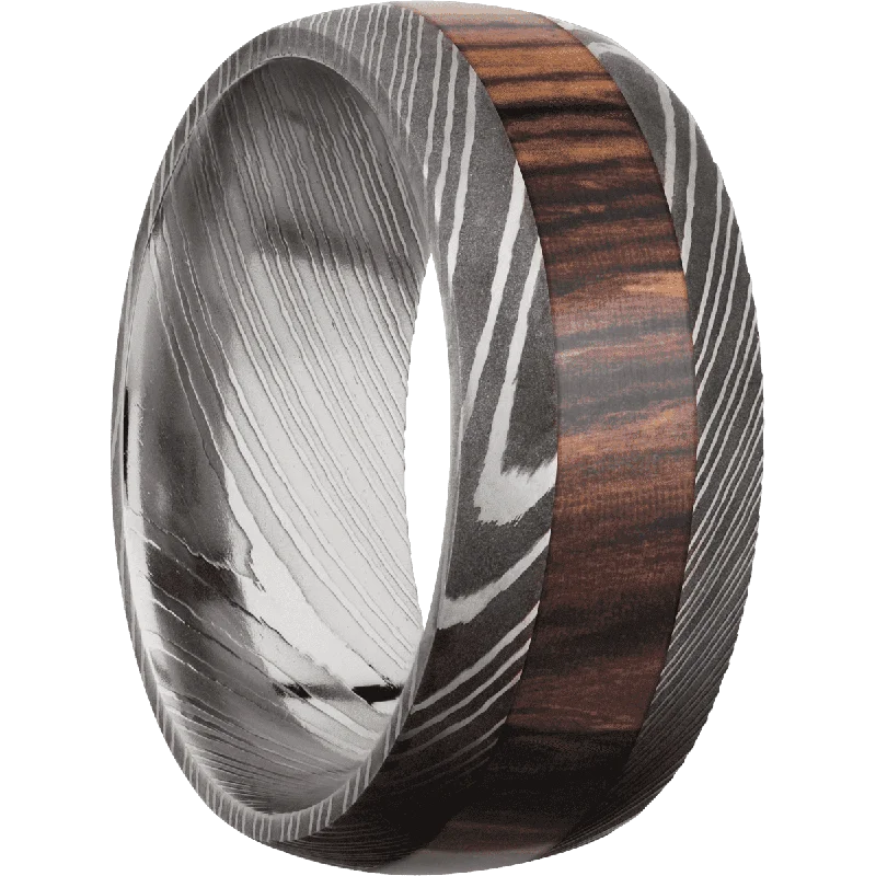 Wedding Bracelet Damascus with Acid Finish and Cocobolo Inlay