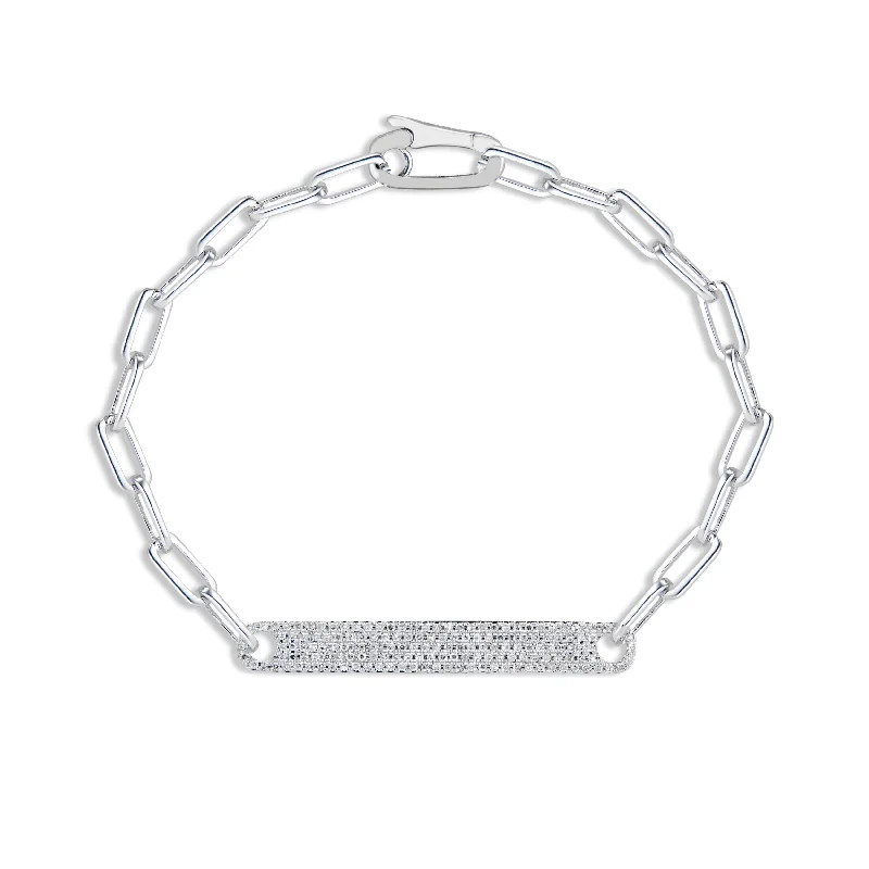 Diamond Bar Wide Link Bracelet