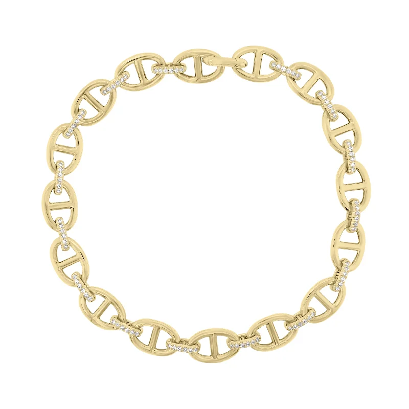 Gold Tri-Link Bracelet with Diamonds