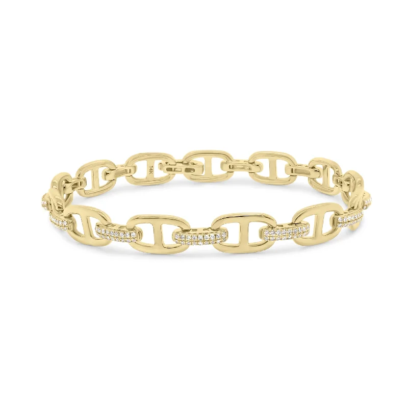 Diamond & Gold Tri-Link Bracelet