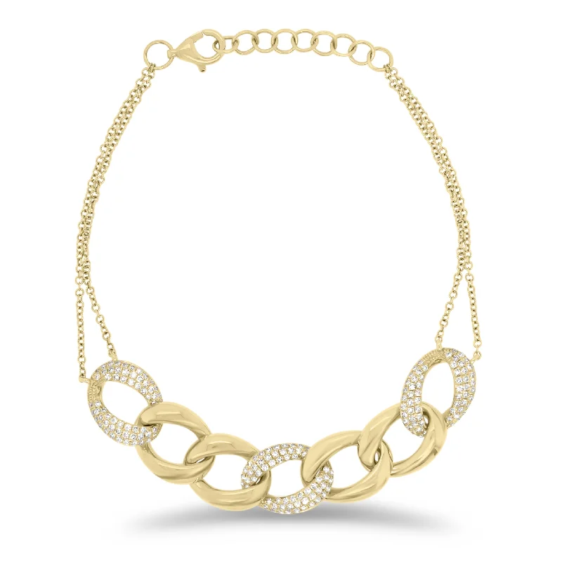 Diamond Link Double Cable Chain Bracelet