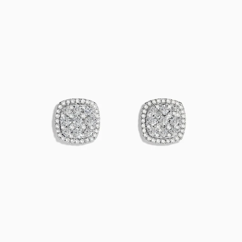 Pave Classica 14K White Gold Diamond Square Stud Earrings