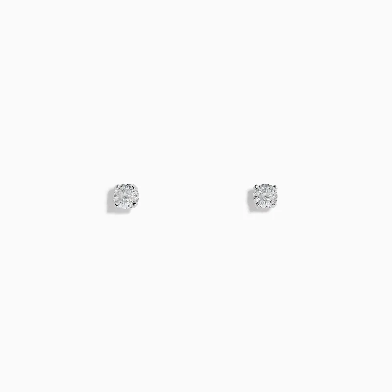 14K White Gold Diamond Solitaire Stud Earrings 0.25 TCW