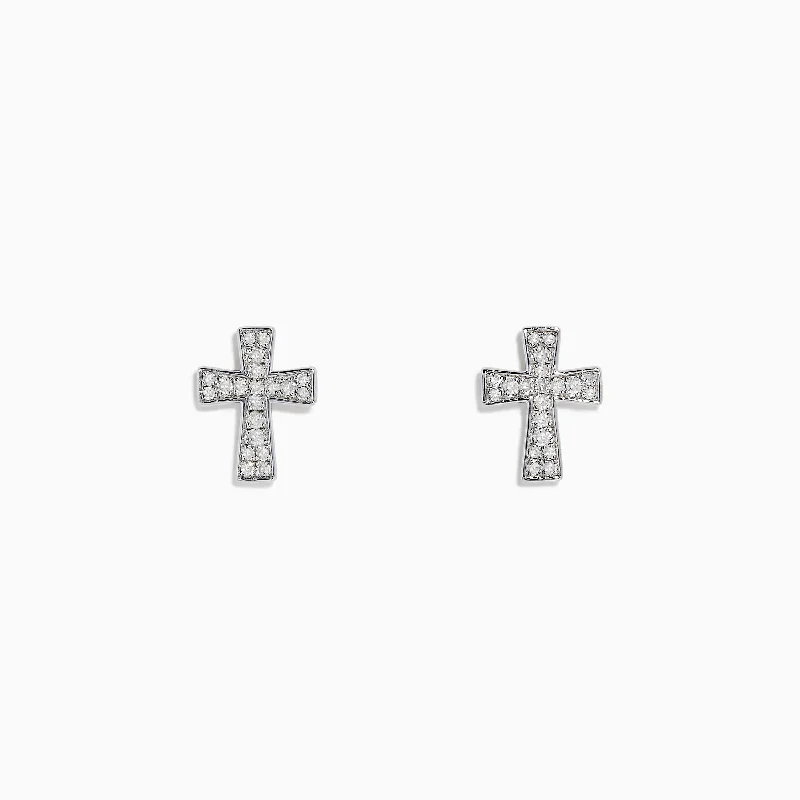 925 Sterling Silver Diamond Cross Stud Earrings