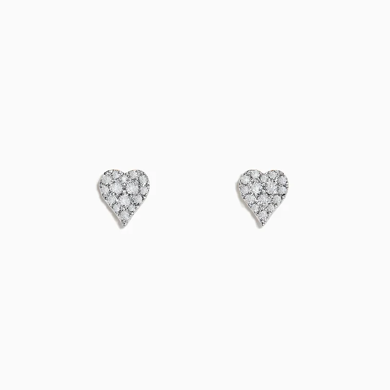 Casino 14K Yellow Gold Diamond Heart Stud Earrings