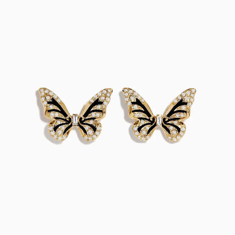 Safari 14K Yellow Gold Diamond Butterfly Stud Earrings