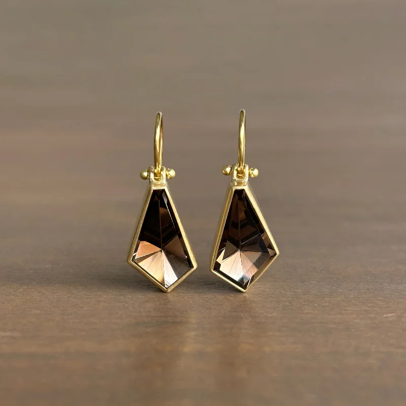 Geometric Smoky Quartz Kite Earrings