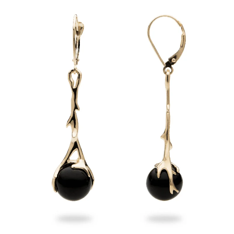 Heritage Black Coral Earrings in Gold