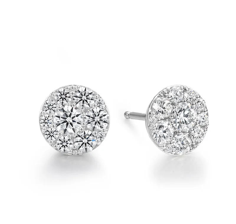 Hearts On Fire Round Solitaire/Stud Diamond Earrings in 18K White Gold (1.03ctw)