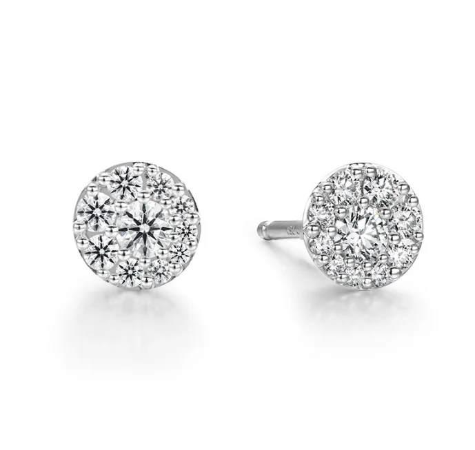 Hearts On Fire Tessa Round Solitaire/Stud Diamond Earrings in 18K White Gold (.34ctw)