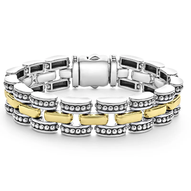 High Bar Two-Tone Caviar Link Bracelet