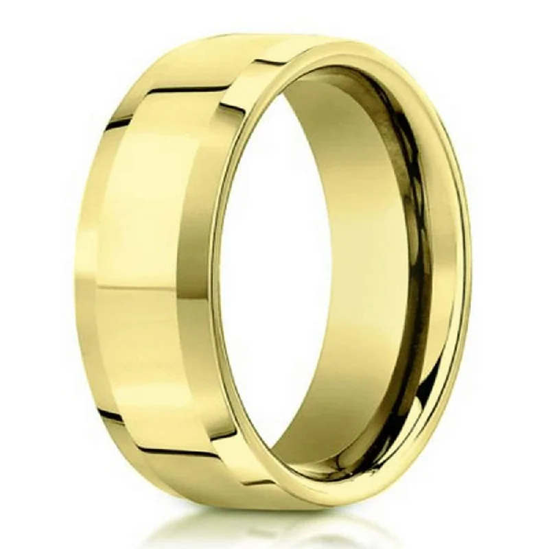 Chunky Gold Chain 6mm 14k Men's Yellow Gold Wedding Band with Beveled Edges