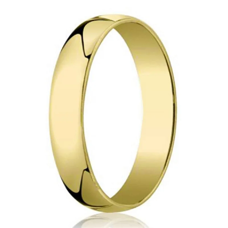 Handmade Gold Ring 4mm Men's 14k Yellow Gold Wedding Ring with Polished Finish