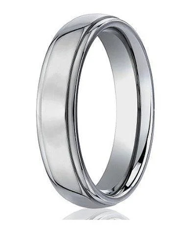 Unique Pendant 5mm Men's Benchmark Titanium Wedding Ring with Polished Finish