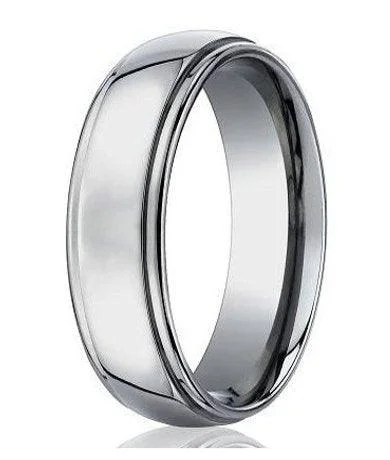 Chic Necklace 7mm Men's Benchmark Titanium Wedding Band with Step-Down Edges