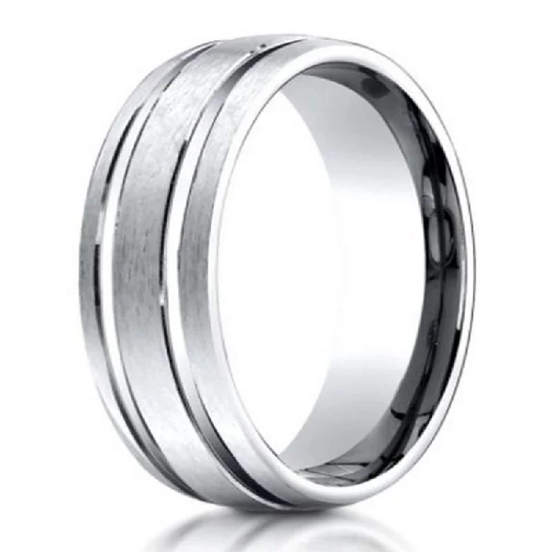 Chic Necklace 6mm Men's Benchmark Titanium Satin Finish Groove Titanium Wedding Ring