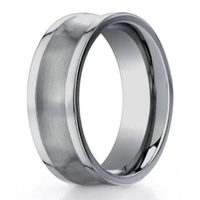 Boho Earrings 6mm Benchmark Titanium Concave Satin Finish Men's Wedding Ring