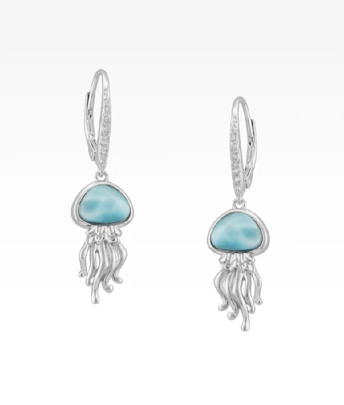 Handmade Chain Larimar Baby Jellyfish Earrings
