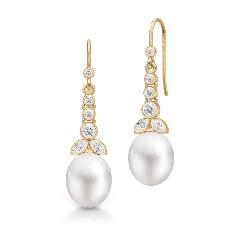 Treasure Chandelier White Pearl Gold Plated Earrings