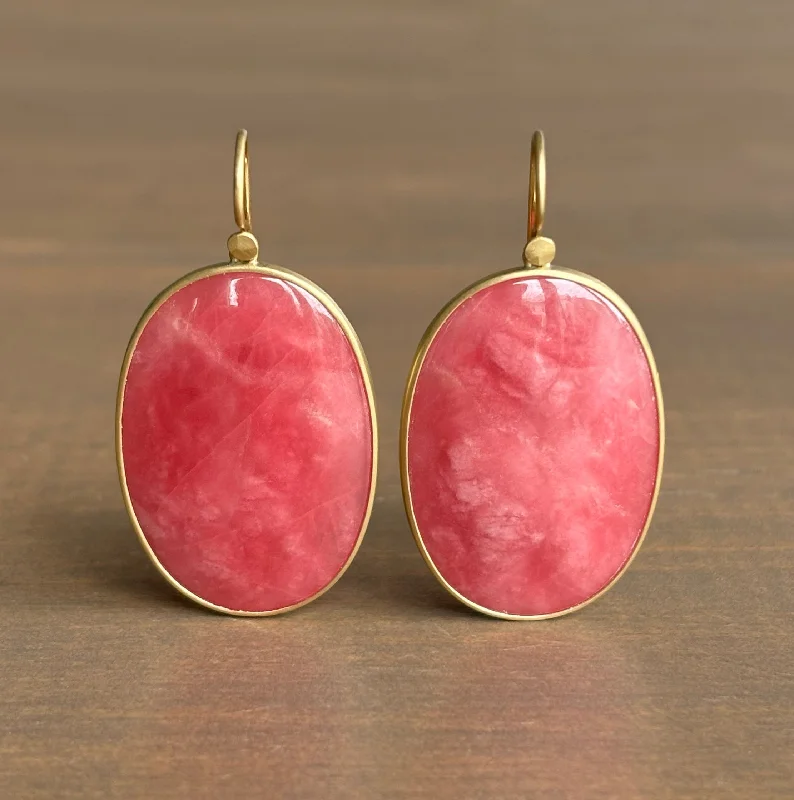 Large Oval Rhodonite Sorbet Earrings