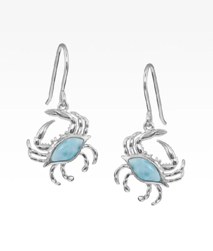 Stylish Gold Necklace Larimar Crab Dangle Earrings