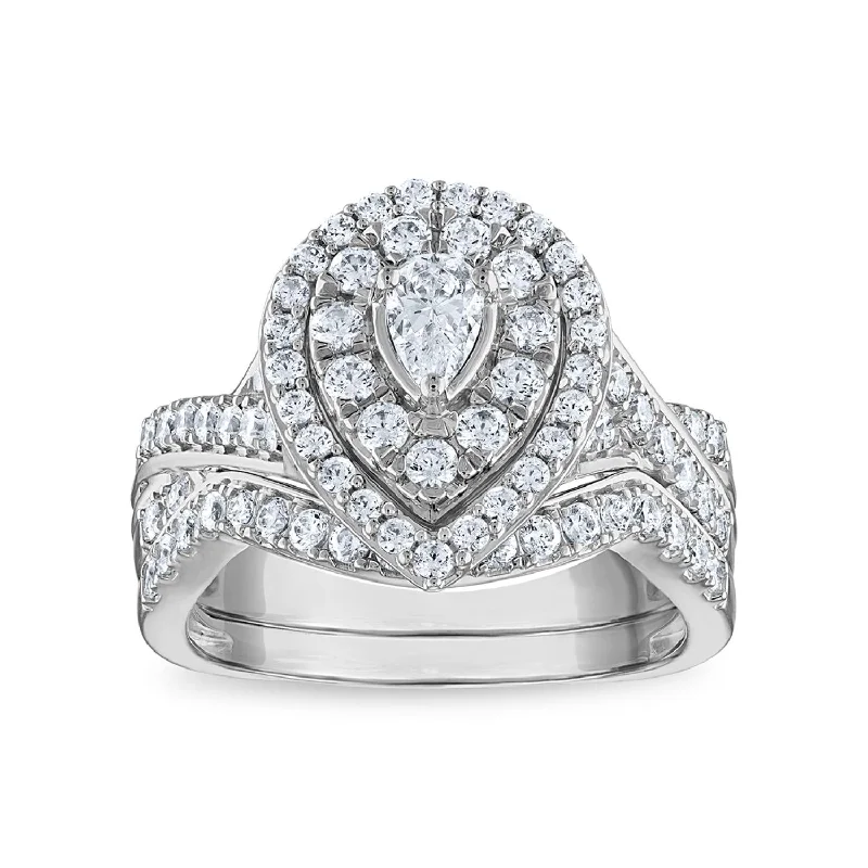 LoveSong EcoLove 1 1/4 CTW Lab Grown Diamond Halo Bridal Set in 10KT White Gold