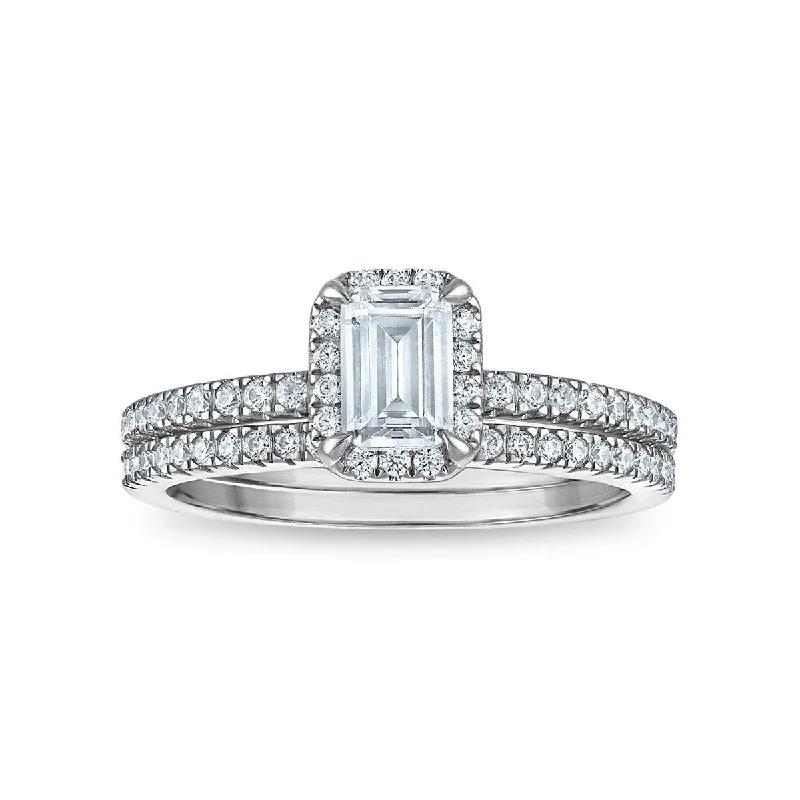 LoveSong EcoLove 1 CTW Lab Grown Diamond Halo Bridal Set in 10KT White Gold