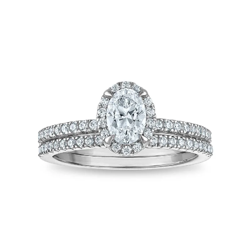 LoveSong EcoLove 1 CTW Lab Grown Diamond Halo Bridal Set in 10KT White Gold