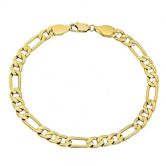 Luxe Layers 14KT Yellow Gold Plated Sterling Silver 8.5-inch 9.25MM Figaro Bracelet