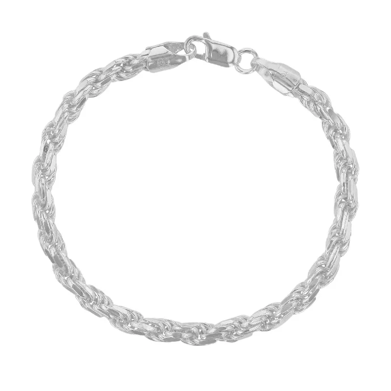 Luxe Layers Sterling Silver 8.5-inch 5.7MM Diamond-cut Rope Bracelet